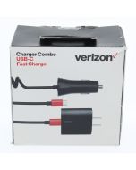 Verizon NEW Car Lighter to Attached USB-C 15W 3AMP + Wall Charger (ERL) Black - (COMBOPDTYPEC-M2)