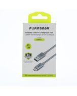 Pure Gear NEW Braided Cable USB-A To USB-C 1.8 Meter (5.9 ft) Silver - (G01474PG | 62846PG)