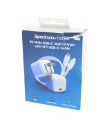 Universal A-STOCK USB-C Wall Charger 30W With USB-C to USB-C cable 3 ft  White  