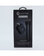 MWorks A-STOCK Cable USB-C To Lightning 1.8 Meter (5.9 ft) + 2.4A Usb-A Wall Charger Black  - (CDDA08NA0003)