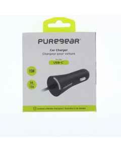 Pure Gear NEW Car Lighter to Attached USB-C Car Charger 15W 5FT Cable Black - (62805PG)