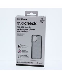 Tech 21 A-STOCK Case FIT Samsung Galaxy A12 EvoCheck Smoke Black - (SUPM54719)