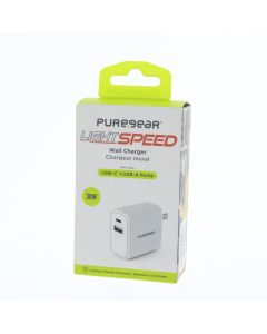 Pure Gear NEW USB-C + USB-A Wall Charger 30W White  - (55585CMR)