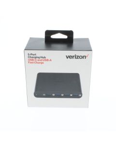 Verizon 5-Port Charging Hub  w/ USB-C and USB-A Fast Charge Black - (5PORTPDHUB)