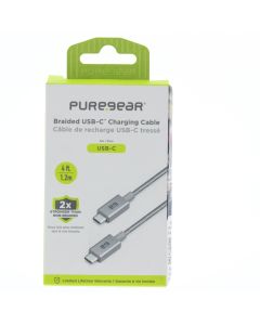 Pure Gear NEW Braided Cable USB-C To USB-C 1.2 Meter (3.9 ft) Silver - (G01370PG | 62851PG )