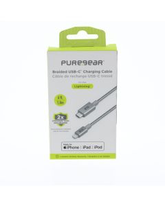 Pure Gear NEW Braided Cable USB-C To Lightning 1.8 Meter (5.9 ft) Silver - (G01406PG | 62742PG)