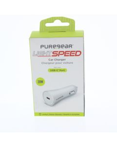 Pure Gear NEW Car Lighter to Attached USB-C Wall Charger 20W  White  - (GO1433PG/63575PG)
