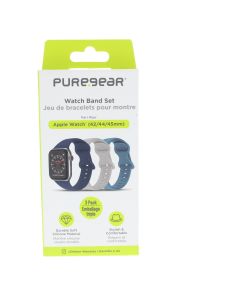 Pure Gear NEW Watch Band FIT Apple watch (42/44/45mm) 3 Pack Blue, Gray and Teal - (GO1635PG)