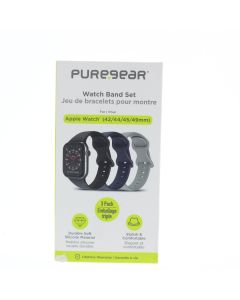 Pure Gear NEW Watch Band FIT Apple Watch (42/44/45/49mm) Black, Blue and Gray - (64521PG) 3 Pack 