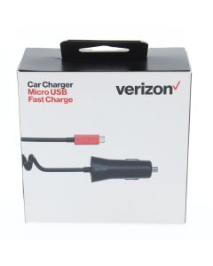 Verizon NEW Car Lighter to Attached Micro USB Car Charger 24W 2.7AMP (ERL)  Black - (VPCQC3MICR-M1)