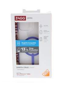 ZAGG A-STOCK Case FIT Apple New iPhone 6.7" 2022, iPhone 14 Plus Santa Cruz Snap Clear/Purple 
