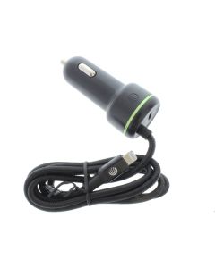 ATT A-STOCK Braided Car Lighter to Attached Lightning Car Charger 20W Black 