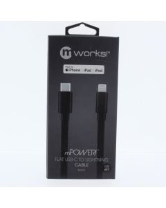 MWorks NEW Cable USB-C To Lightning 1.8 Meter (5.9 ft) iPhone, iPad, iPod Black  - (50002MW)