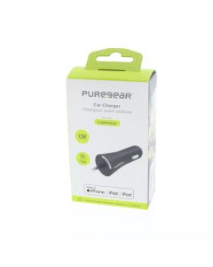 Pure Gear NEW Car Lighter to Attached Lightning Car Charger 12W 5FT  Black 