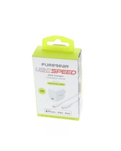 Pure Gear NEW USB-C Wall Charger 20W + 3FT. Usb-C To Lightning Cable White  