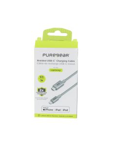 Pure Gear NEW Braided Cable USB-C To Lightning 3 Meter (9.8 ft) Charging Cable Silver  - (G01400PG | 62743PG)