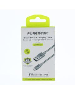 Pure Gear NEW Braided Cable USB-A To Lightning 1.8 Meter (5.9 ft) Grey - (G01409PG)