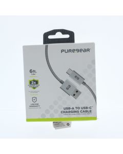 Pure Gear NEW Braided Cable USB-A To USB-C 1.8 Meter (5.9 ft) Silver  - (G01474PG)