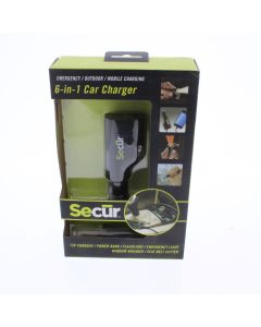 Universal NEW (Secūr) 12V Charger - Power bank - Flashlight - Emergency Light - Window breaker - Seatbelt Cutter Black - (SP-4003)