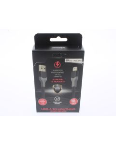 Powerxcel NEW Cable USB-A To Lightning 3 Meter (10 ft) Black - (738632)