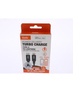 iTek NEW Cable USB-C To Lightning 1.2 Meter (4 ft) Black - (689156)