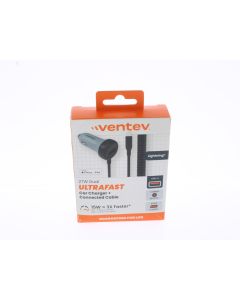 Ventev NEW Car Lighter to USB-A Car Charger 27W Attached lighting Cable Gray/Black - (248191)