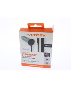 Ventev A-STOCK Car Lighter to USB-A Car Charger 27W Attached lighting Cable Gray/Black - (248191)