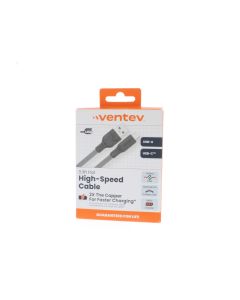 Ventev NEW Cable USB-A To USB-C 1 Meter (3.2 ft) FLAT Gray - (248180)