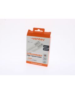 Ventev NEW Braided Cable USB-C To Lightning 3 Meter (10 ft) Alloy White - (248179)