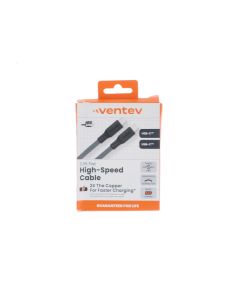 Ventev NEW Cable USB-C To USB-C 1 Meter (3.2 ft) FLAT Gray - (250652)