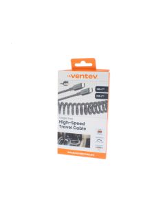 Ventev NEW Braided Cable USB-C To USB-C 1 Meter (3.2 ft) Helix Coiled Cable Gray - (HC3-GRY252383)